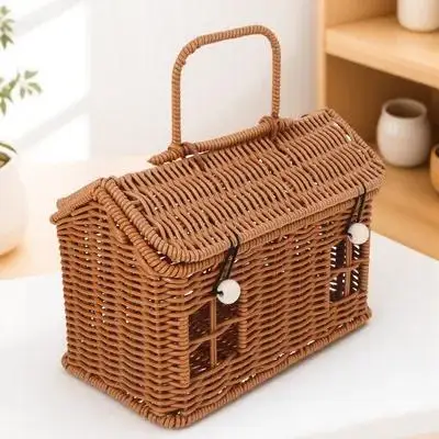 1pcs House Shaped Woven Gift Basket For Flowers Fruits Chocolates Decorative Storage Organizer Rattan Style Baskets
1pcs House Shaped Woven Gift Basket For Flowers Fruits Chocolates Decorative Storage Organizer Rattan Style Baskets