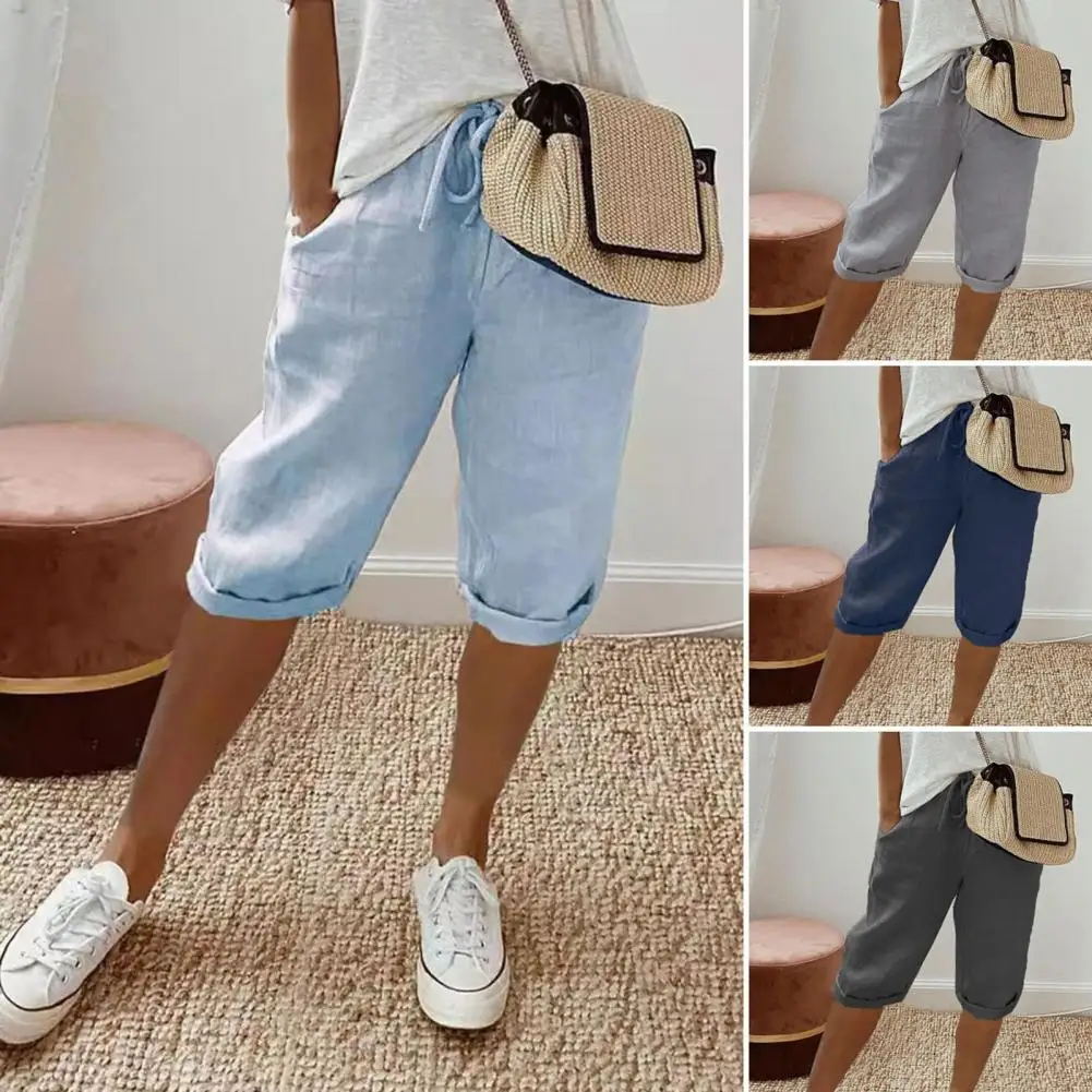 Women Shorts Vintage Style Loose Drawstring Knee-length Pants for Ladies Breathable Elastic Waist with Pockets A Wardrobe
Women Shorts Vintage Style Loose Drawstring Knee-length Pants for Ladies Breathable Elastic Waist with Pockets A Wardrobe