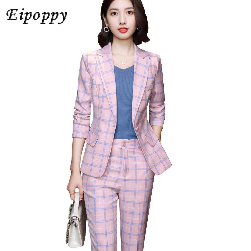 Pink Gray Blue Apricot Plaid Women Blazer And Pant Suit Trouser Ladies Female Formal Office Work Business 2 Piece Set
Pink Gray Blue Apricot Plaid Women Blazer And Pant Suit Trouser Ladies Female Formal Office Work Business 2 Piece Set