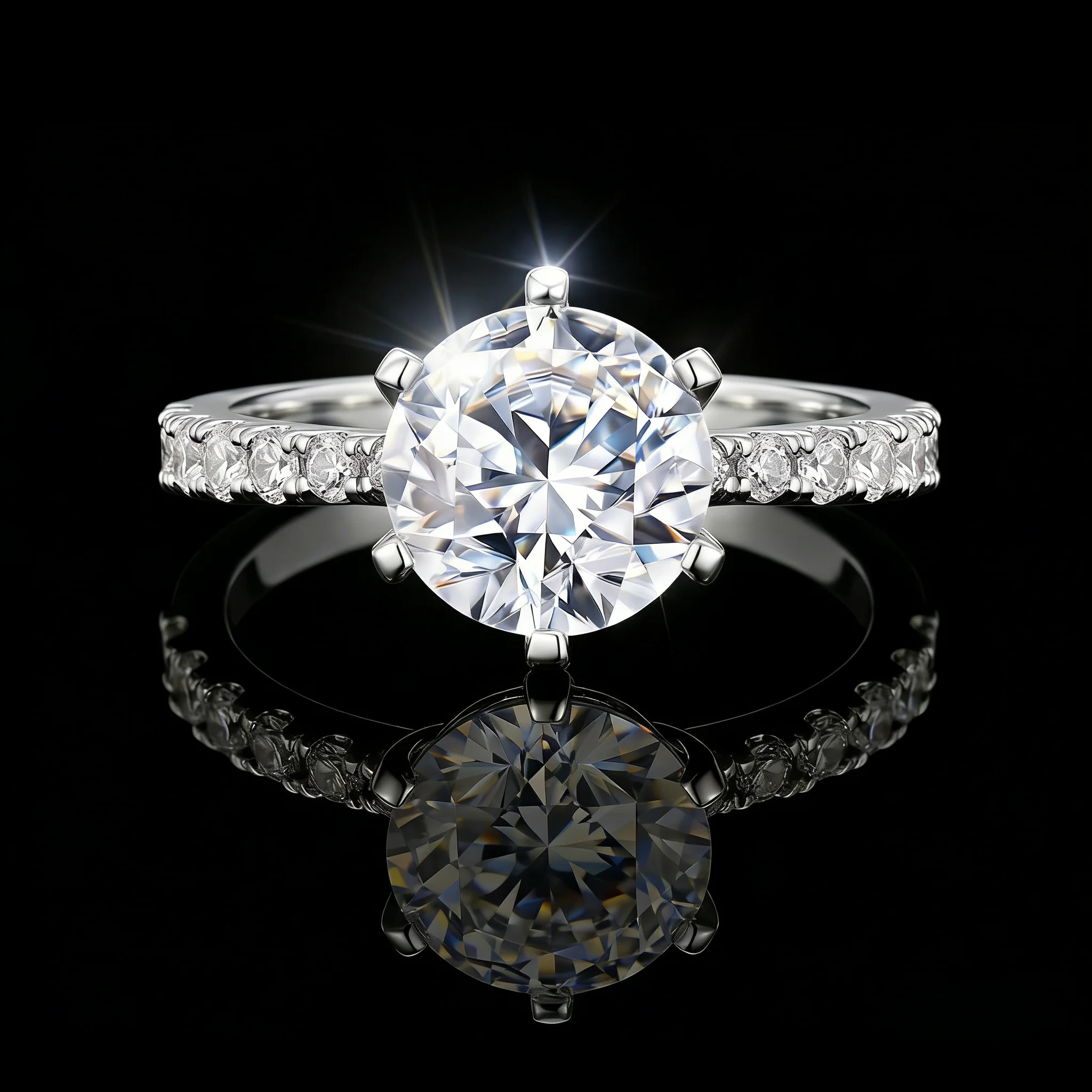 Moissanite Ring, 925 Silver, D Color VVS1, 2ct Classic 6 Prong, Couple Ring, Light Luxury Engagement, w/ Cert
Moissanite Ring, 925 Silver, D Color VVS1, 2ct Classic 6 Prong, Couple Ring, Light Luxury Engagement, w/ Cert