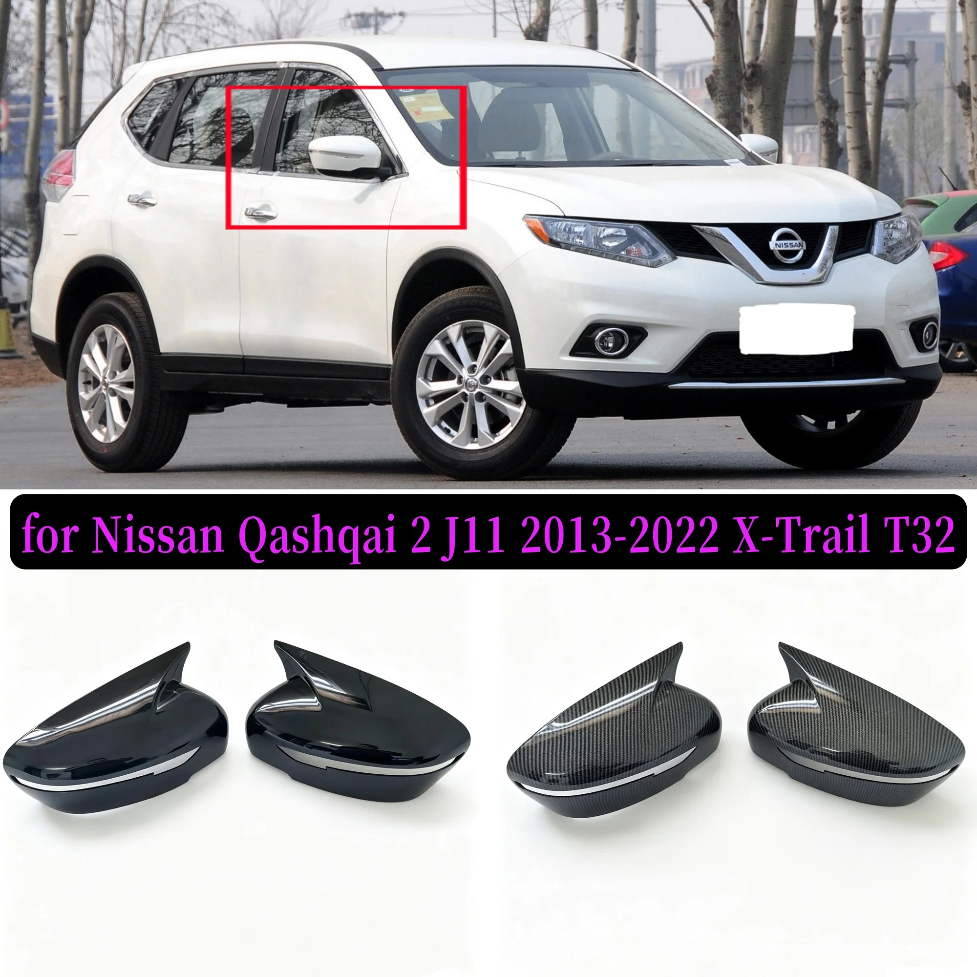 for Nissan Qashqai 2 J11 2013-2022 X-Trail T32 Bull horn reversing mirror decorative cover bright black
for Nissan Qashqai 2 J11 2013-2022 X-Trail T32 Bull horn reversing mirror decorative cover bright black