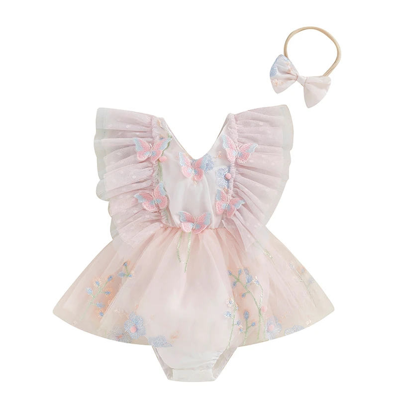 Baby Girl 2 Piece Summer Set 3D Butterfly Flower Embroidery Fly Sleeve Mesh Romper Dress 3D Bow Headband Toddler Outfits
Baby Girl 2 Piece Summer Set 3D Butterfly Flower Embroidery Fly Sleeve Mesh Romper Dress 3D Bow Headband Toddler Outfits