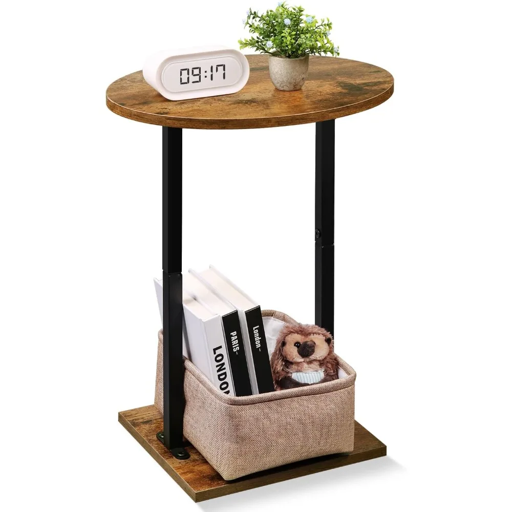 Small Side Table for Small Spaces, 24 inch Wooden Round End Table with Fabric Basket, Wood Accent Table for Couch Sofa Drink Si
Small Side Table for Small Spaces, 24 inch Wooden Round End Table with Fabric Basket, Wood Accent Table for Couch Sofa Drink Si