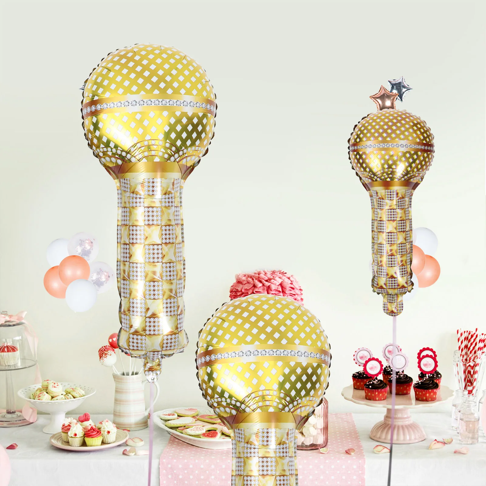 6pcs Microphone Balloons Golden Aluminum Foil Balloon For Birthday Wedding Party Decoration Festival Event Scene Layout 
6pcs Microphone Balloons Golden Aluminum Foil Balloon For Birthday Wedding Party Decoration Festival Event Scene Layout
