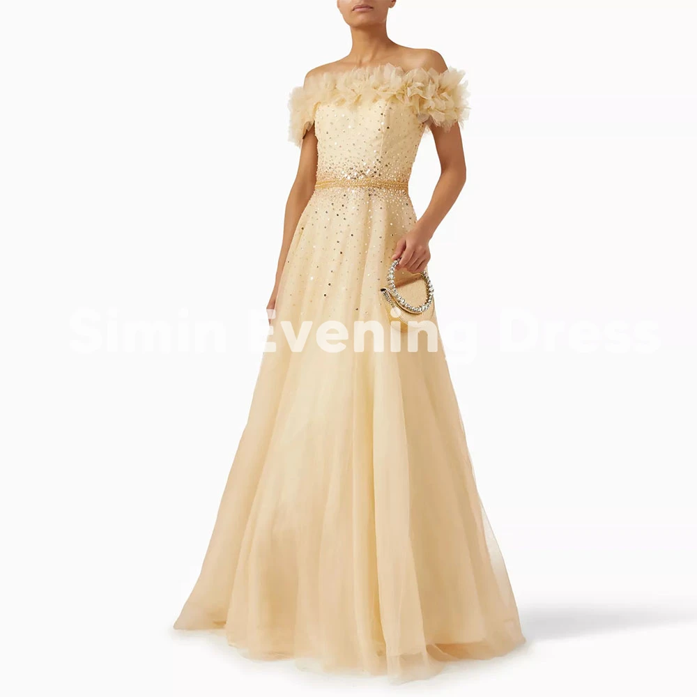 Simin Women's Sparkly Boat-neck 3D Flowers A Line Evening Dresses With Short Sleeves Floor-Length Formal Elegant Dresses 2025
Simin Women's Sparkly Boat-neck 3D Flowers A Line Evening Dresses With Short Sleeves Floor-Length Formal Elegant Dresses 2025