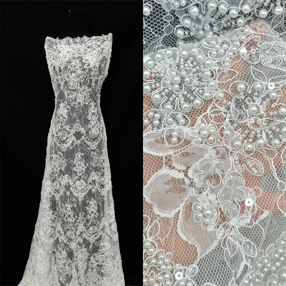 African Beaded Lace Fabric 2025 High Quality Nigerian Sequins White Lace French Tulle Fabric For Wedding Party Dress Sewing
African Beaded Lace Fabric 2025 High Quality Nigerian Sequins White Lace French Tulle Fabric For Wedding Party Dress Sewing