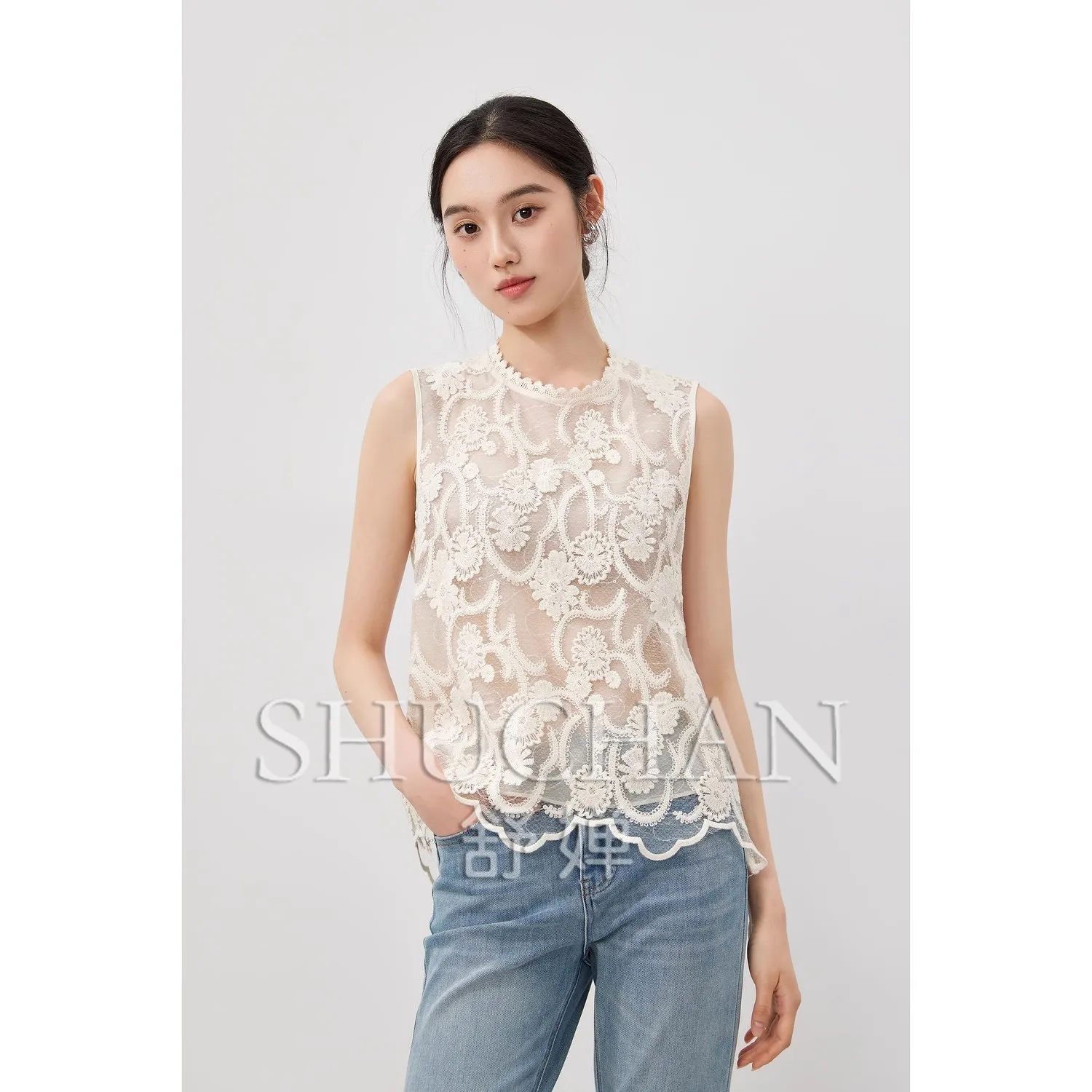 Heavy Industry Embroidery Embroidery, Lace Round Neck, Hazy Thin Cotton Sleeveless Tank Top Women Vest Summer
Heavy Industry Embroidery Embroidery, Lace Round Neck, Hazy Thin Cotton Sleeveless Tank Top Women Vest Summer