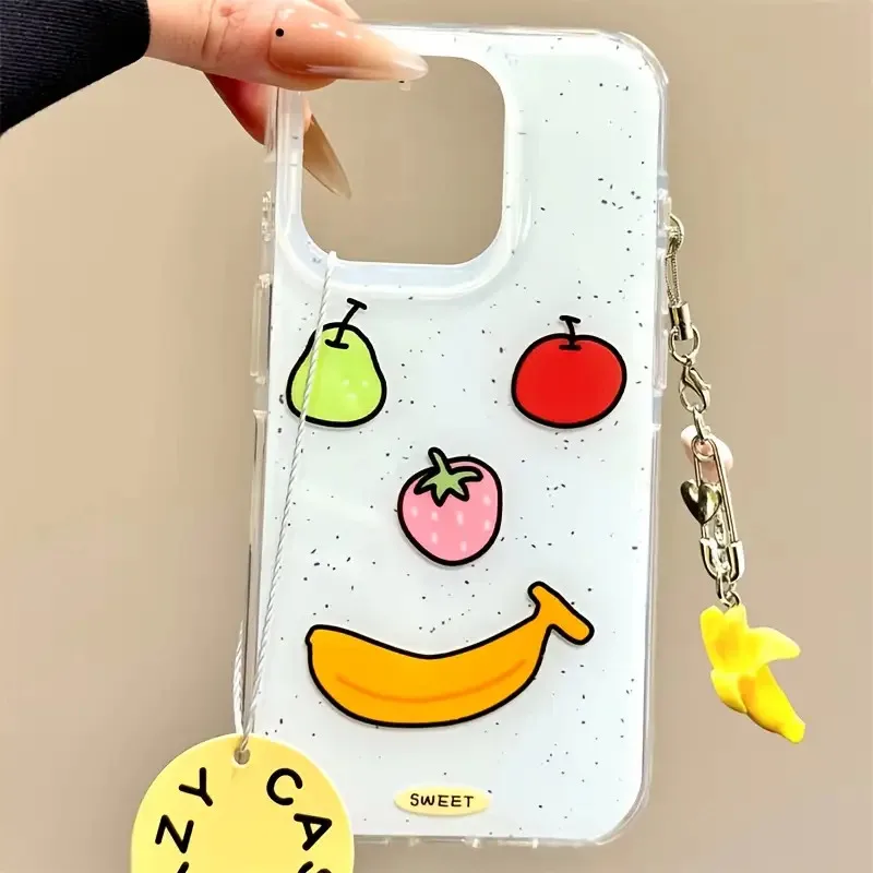 Чехол для телефона с подвеской в виде фруктов и банана для iPhone 14, 15, 16 Pro Max с полупрозрачным красочным узором, противоударный защитный чехол
Чехол для телефона с подвеской в виде фруктов и банана для iPhone 14, 15, 16 Pro Max с полупрозрачным красочным узором, противоударный защитный чехол