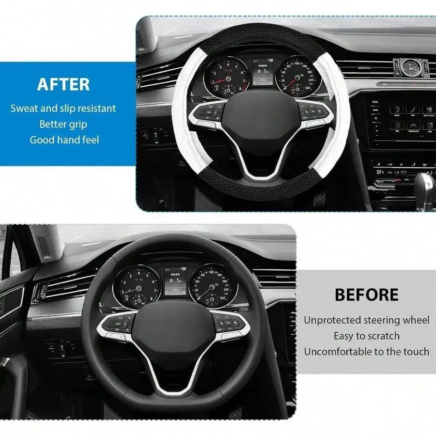 Car Steering Wheel Cover Anti-Slip Leather Universal Fit 14.5-15 Inch Breathable Comfort Grip
Car Steering Wheel Cover Anti-Slip Leather Universal Fit 14.5-15 Inch Breathable Comfort Grip