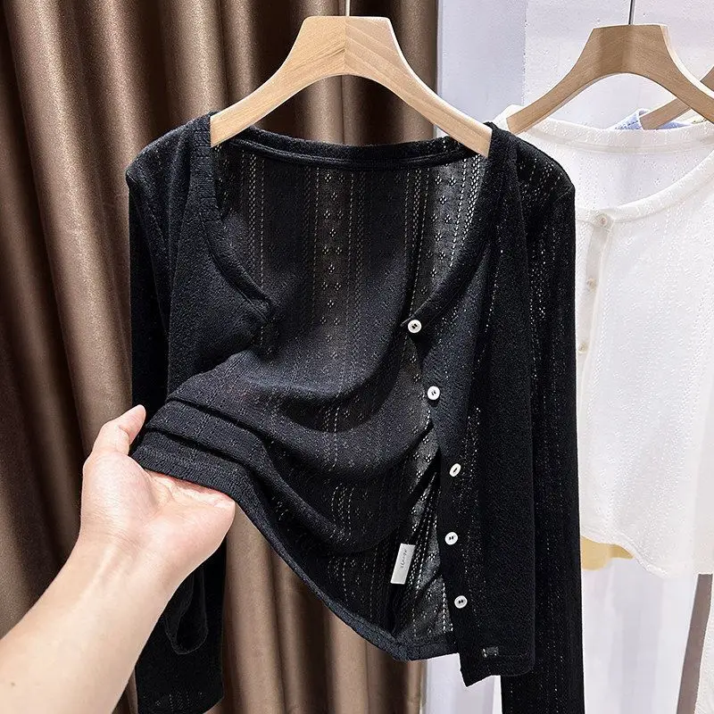 Blue Hollow out Knitted Long Sleeve Cardigan Women's Summer Short Coat Slimming Outerwear Shoulder Length Thin Cover up
Blue Hollow out Knitted Long Sleeve Cardigan Women's Summer Short Coat Slimming Outerwear Shoulder Length Thin Cover up