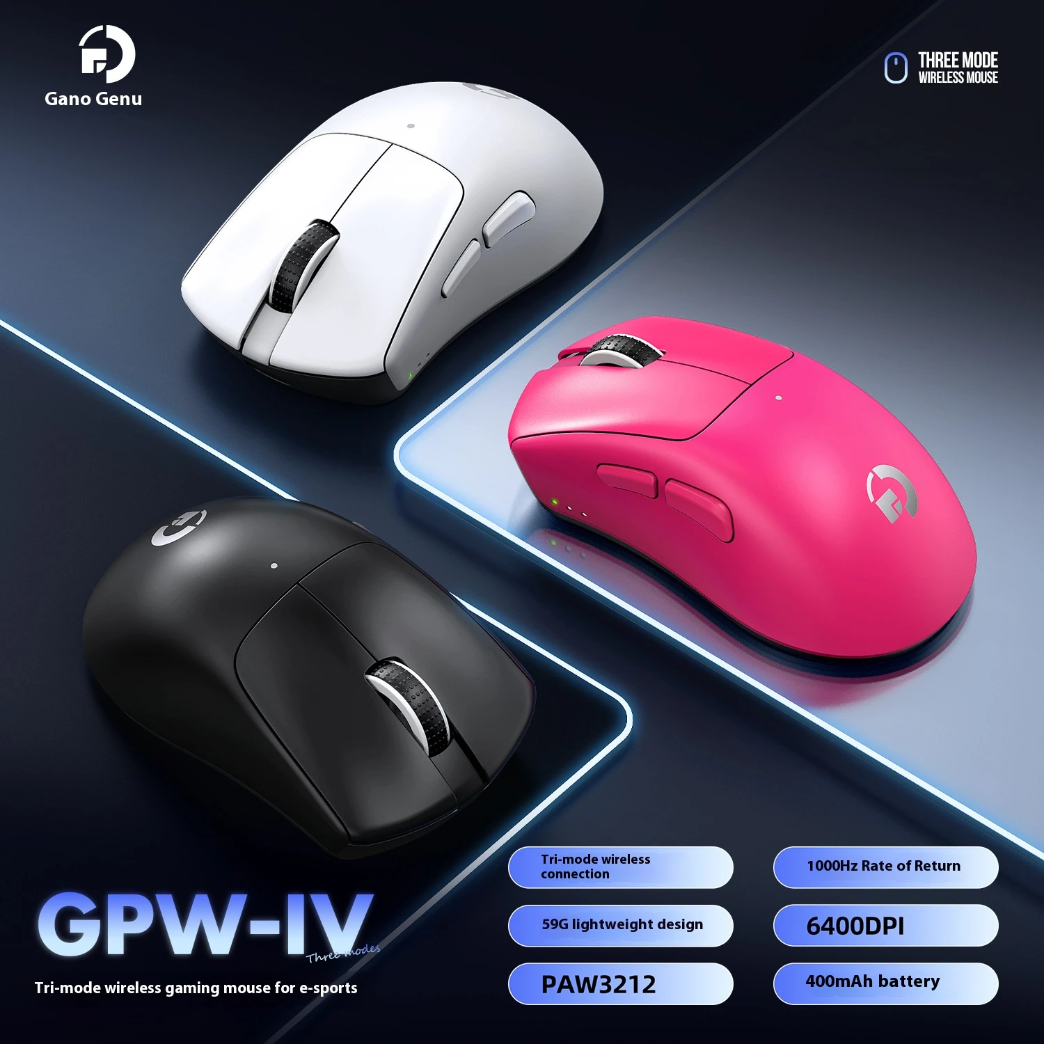 Беспроводная игровая мышь Gano GPW-IV | 3-режимное подключение | 59G Легкий | Скорость заполнения 1000 Гц | 6400DPI | RGB и макро
Беспроводная игровая мышь Gano GPW-IV | 3-режимное подключение | 59G Легкий | Скорость заполнения 1000 Гц | 6400DPI | RGB и макро