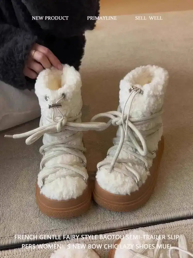Ankle Boots Women's Thick Soled Snow Boots Big White Furry Boots 2025 Winter Fleece Lined Warm Cotton Boots Versatile Anti Slip
Ankle Boots Women's Thick Soled Snow Boots Big White Furry Boots 2025 Winter Fleece Lined Warm Cotton Boots Versatile Anti Slip
