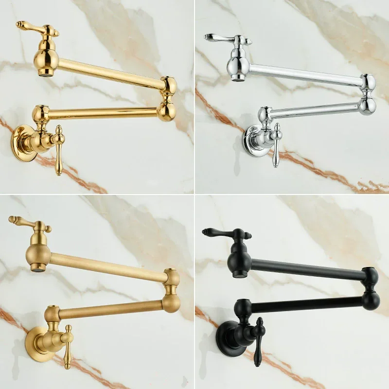 Gold Pot Filler Tap Wall Mounted Foldable Antique Kitchen Faucet Single Cold Sink Tap Rotate Folding Spout Brushed Gold Brass
Gold Pot Filler Tap Wall Mounted Foldable Antique Kitchen Faucet Single Cold Sink Tap Rotate Folding Spout Brushed Gold Brass