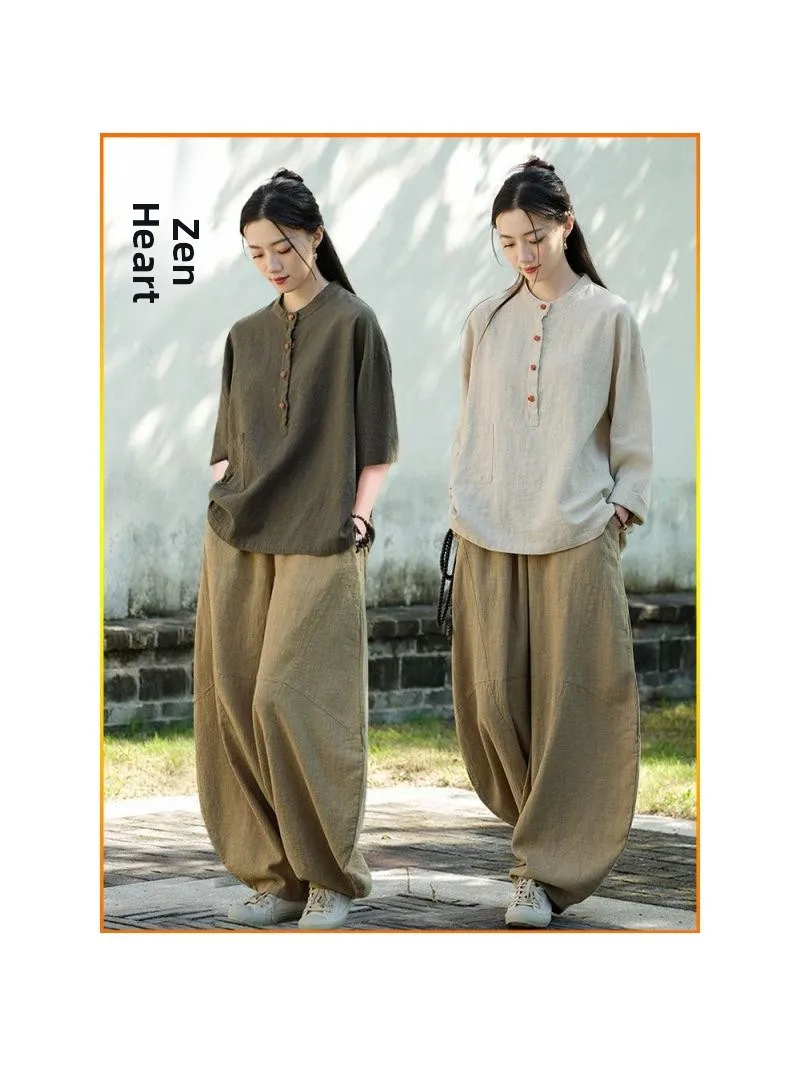 Women's Cotton Linen Buddhist Laywoman's Clothing Set with Button up Top for Meditation And Zen Practice Chinese Style Taoist...
Women's Cotton Linen Buddhist Laywoman's Clothing Set with Button up Top for Meditation And Zen Practice Chinese Style Taoist...