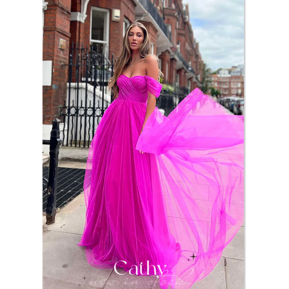 Cathy Sexy Off Shoulder Evening Dress Rose Pink Robe De Soirée Multiple Colors فستان سهرة Tulle A-line Spring Prom Dresses 2023
Cathy Sexy Off Shoulder Evening Dress Rose Pink Robe De Soirée Multiple Colors فستان سهرة Tulle A-line Spring Prom Dresses 2023