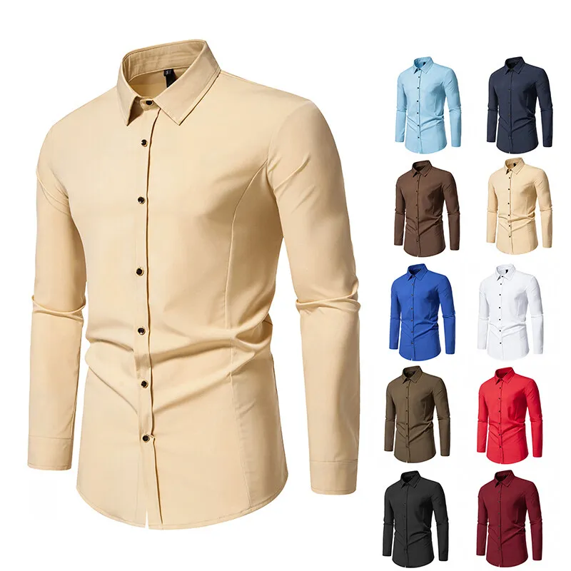 Man Shirts Men Long Sleeve Mens Dress Shirt Male Groomsman Clothes Chemise Hemd Solid Colour Homme Shirts S52
Man Shirts Men Long Sleeve Mens Dress Shirt Male Groomsman Clothes Chemise Hemd Solid Colour Homme Shirts S52