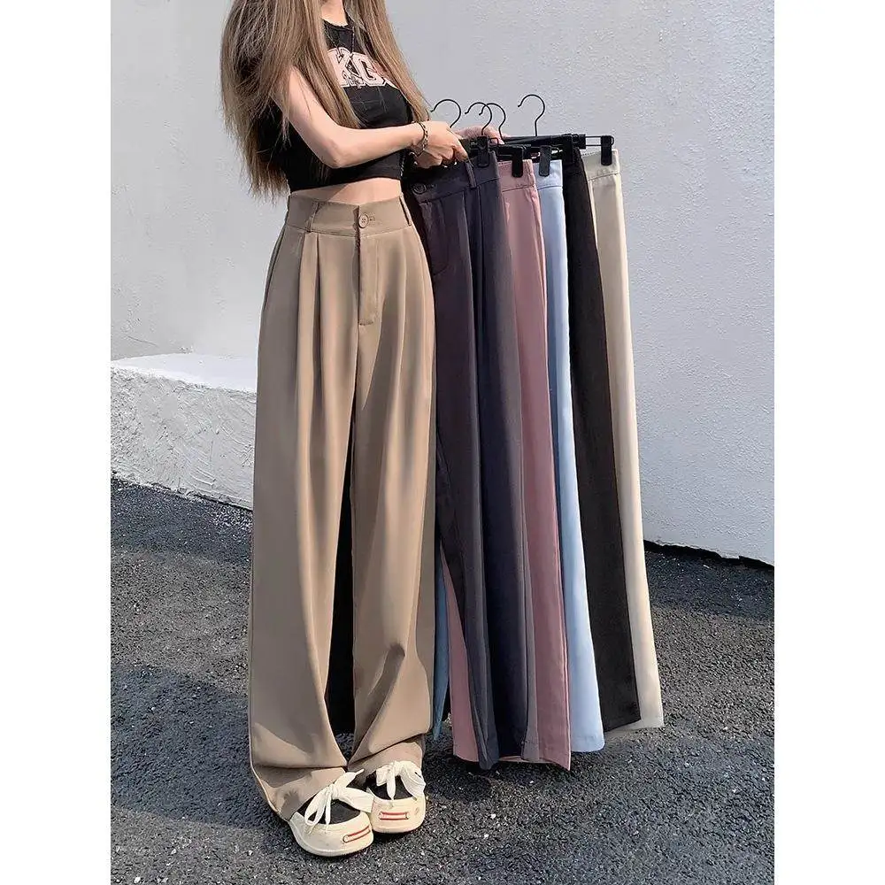 High Waist Wide Leg Casual Pants Women's Loose Straight Cut Trousers Floor Length Pants Casual Style Pocket Element Workwear
High Waist Wide Leg Casual Pants Women's Loose Straight Cut Trousers Floor Length Pants Casual Style Pocket Element Workwear