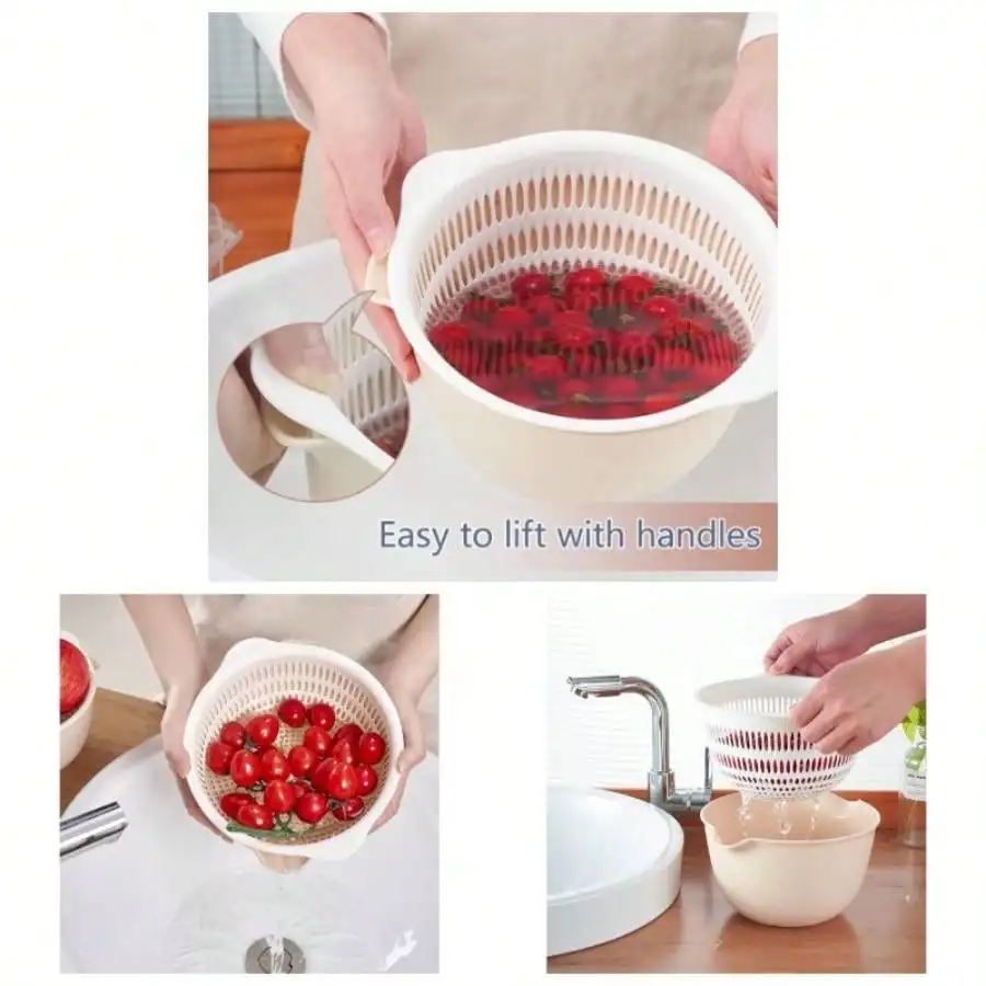 2 In 1 Kitchen Colander Set With Bowl Strainer 2 Sets 3 Qt Plastic Fruits And Vegetable Washing Basket, Dishwasher Friendly Double Layered Drain Basin, Pasta Salad Berry Cleaning Mixing
2 In 1 Kitchen Colander Set With Bowl Strainer 2 Sets 3 Qt Plastic Fruits And Vegetable Washing Basket, Dishwasher Friendly Double Layered Drain Basin, Pasta Salad Berry Cleaning Mixing