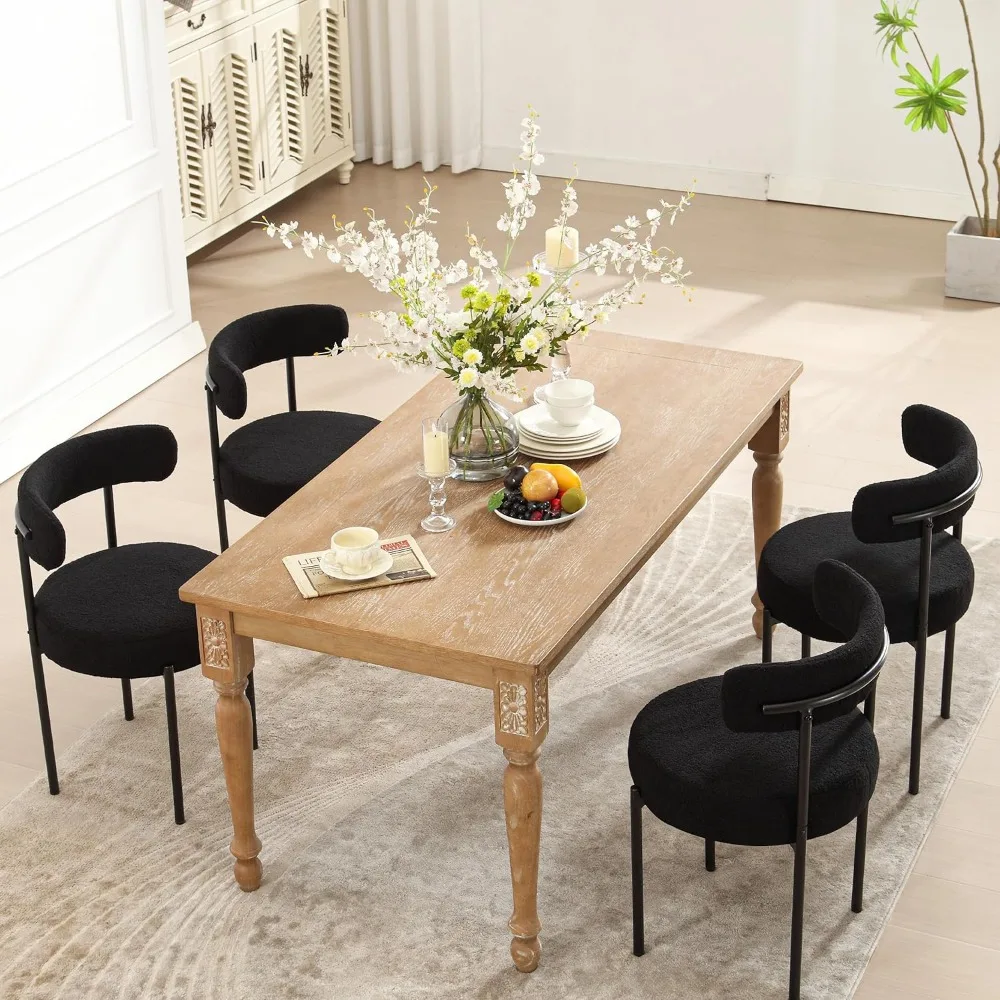 Dining Chairs Set of 4, Black Boucle Dining Chair with Curved Backrest, Round Thicken Upholstered Dining Chair for Kitchen & Din
Dining Chairs Set of 4, Black Boucle Dining Chair with Curved Backrest, Round Thicken Upholstered Dining Chair for Kitchen & Din