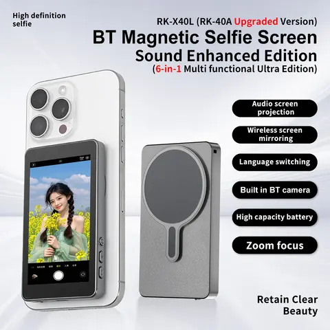 Smartphone Magnetic Monitor Screen Projector Phone Rear Camera Vlog Selfie for Live Stream Video Recording for Android iPhone