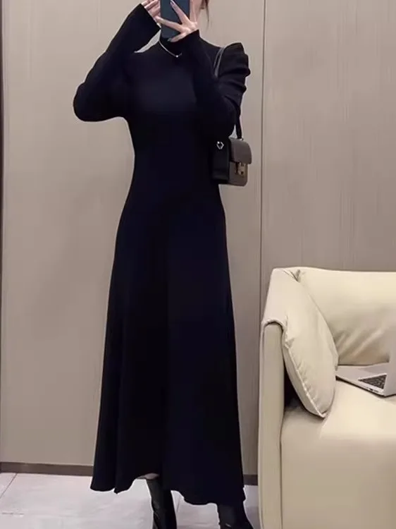 plus Size Autumn Winter Black Half High Neck Knitted Dress Women's Frock Slimming Versatile with Coat Base Sweater Long Dress
plus Size Autumn Winter Black Half High Neck Knitted Dress Women's Frock Slimming Versatile with Coat Base Sweater Long Dress