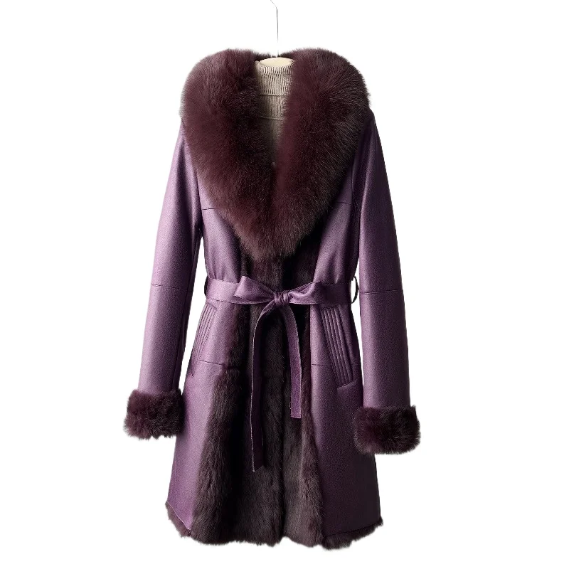 Luxury Rabbit Fur Jacket for Women Slim Long Coat with Fox Fur Collar Winter Warm Coat
Luxury Rabbit Fur Jacket for Women Slim Long Coat with Fox Fur Collar Winter Warm Coat