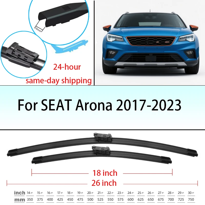 Wiper Front Wiper Blades For SEAT Arona 2017-2023 2018 2019 2020 2021 2022 Windshield Windscreen Front Window 26"+18"
Wiper Front Wiper Blades For SEAT Arona 2017-2023 2018 2019 2020 2021 2022 Windshield Windscreen Front Window 26"+18"