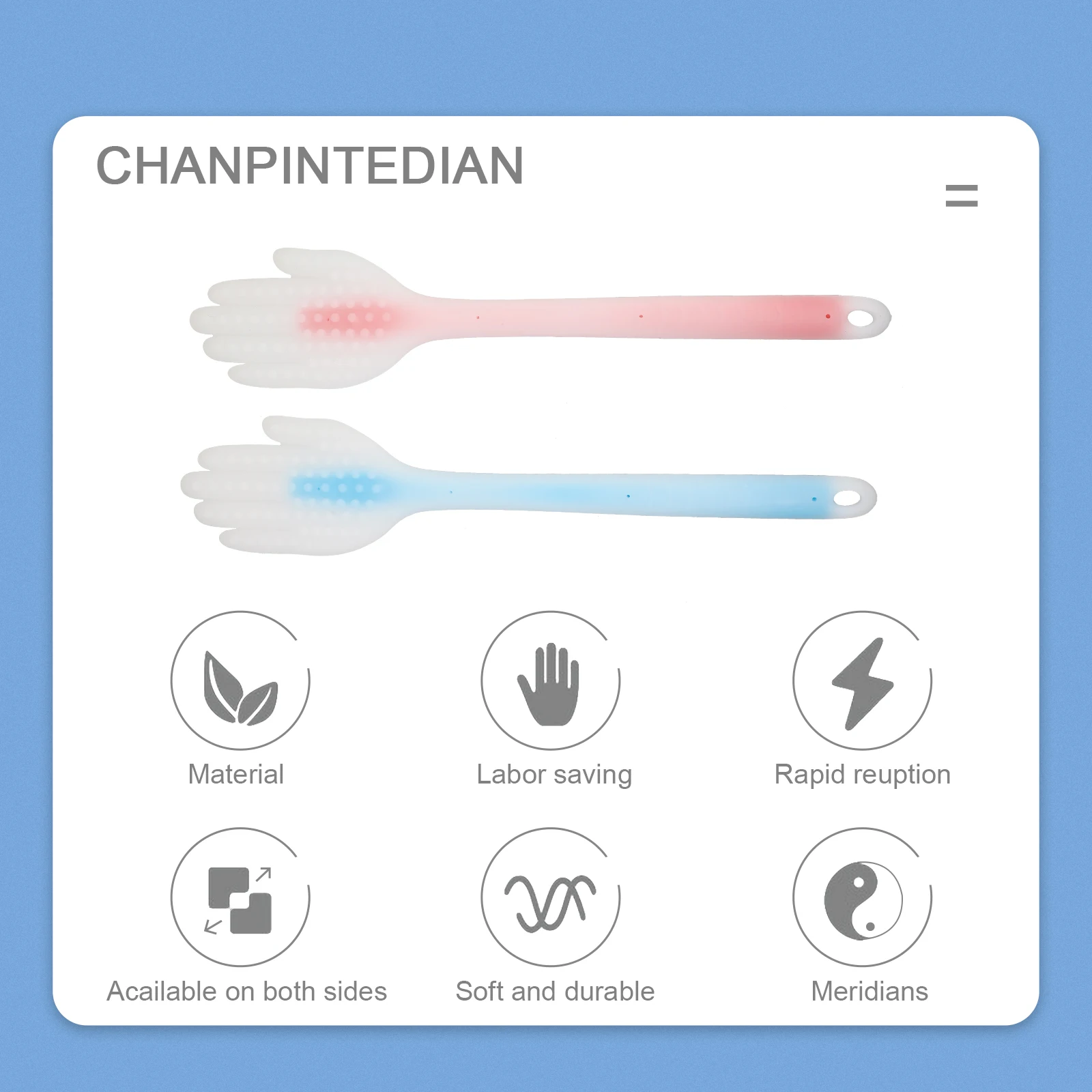 2pcs Meridian Pat Shiaboard 40cm Silicone Palm Shape Long Handle Massage Tapping Tools Body Massager
2pcs Meridian Pat Shiaboard 40cm Silicone Palm Shape Long Handle Massage Tapping Tools Body Massager