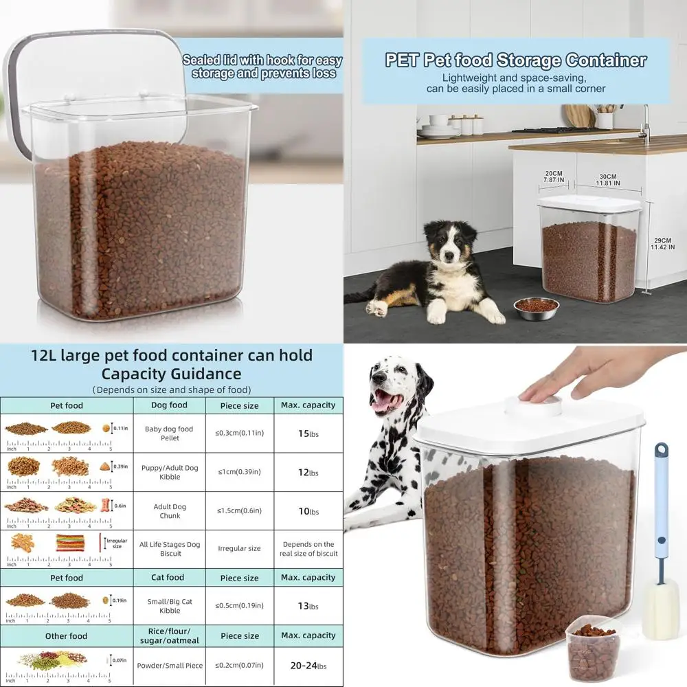 12 lbs Airtight Dog Cat Food Storage Container and Dog Treat Containers BPA-Free, PET Clear Stackable Pet Storage Bin, 1-Cup Sco
12 lbs Airtight Dog Cat Food Storage Container and Dog Treat Containers BPA-Free, PET Clear Stackable Pet Storage Bin, 1-Cup Sco