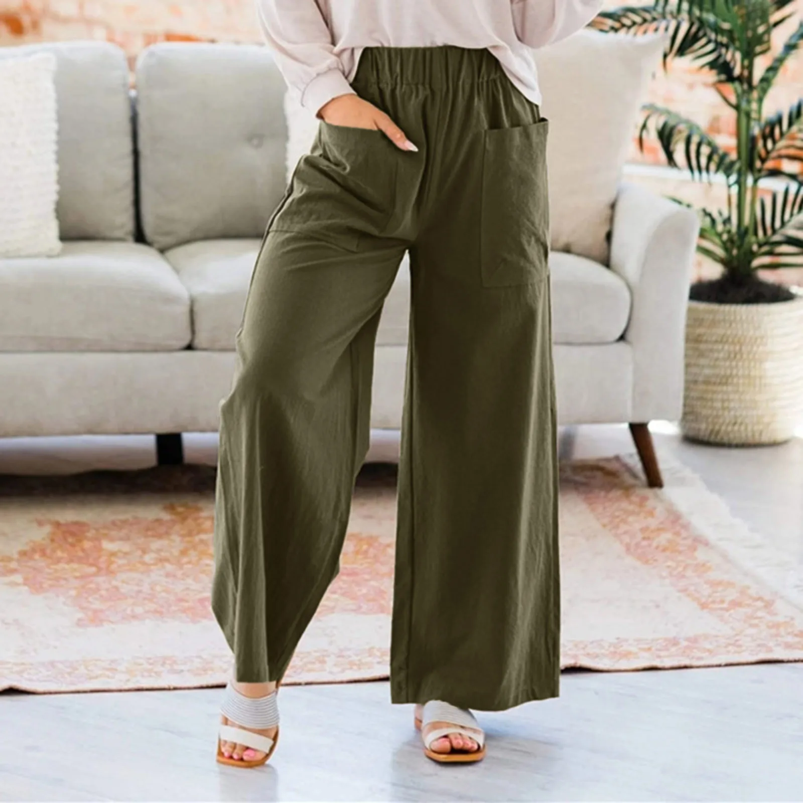 Women Summer Casual Loose Wide Leg Long Pants Elastic hIGH Waist Cotton Linen Harem Trousers With Pockets Straight Tube Pantalon
Women Summer Casual Loose Wide Leg Long Pants Elastic hIGH Waist Cotton Linen Harem Trousers With Pockets Straight Tube Pantalon