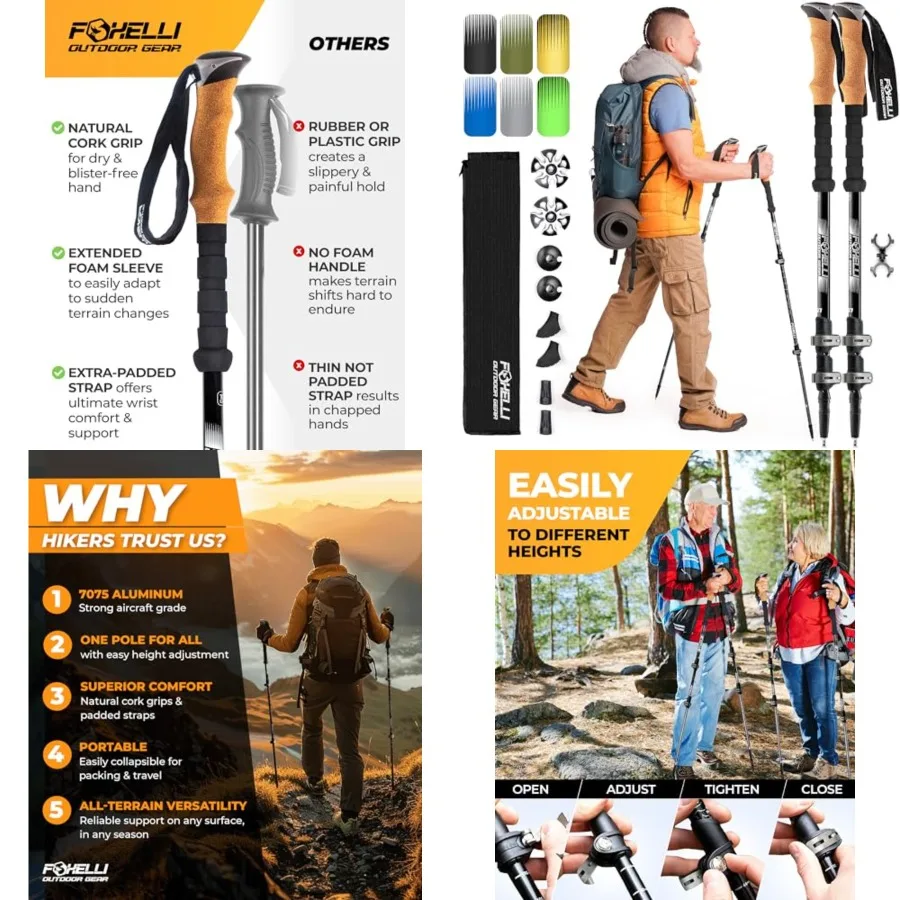 Trekking Poles Lightweight Collapsible Aircraft Grade Aluminum Hiking Poles with Cork Grips Quick Locks All-Terrain Accessories
Trekking Poles Lightweight Collapsible Aircraft Grade Aluminum Hiking Poles with Cork Grips Quick Locks All-Terrain Accessories