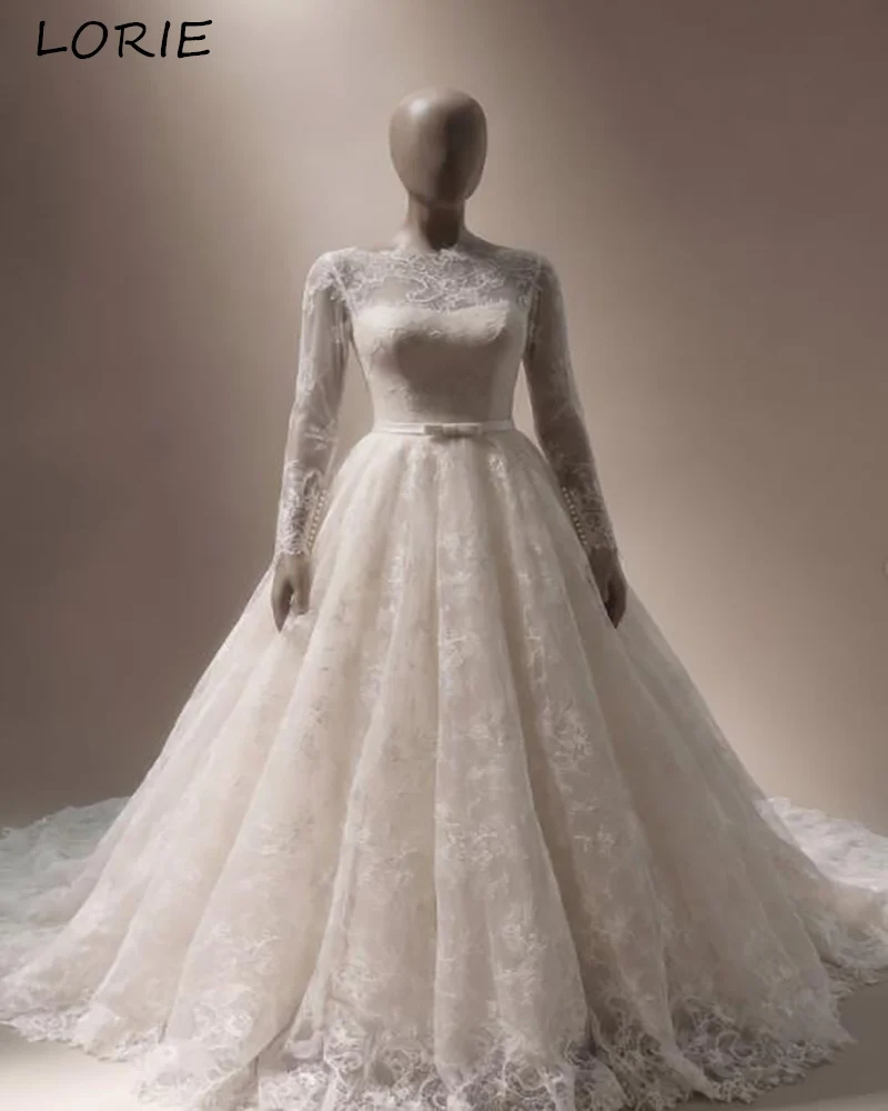 LORIE Muslim Wedding Dress Appliques High Collar Lace Bridal Gown Customized A-Line Church Bride Dress Saudi Party Dress Dubai
LORIE Muslim Wedding Dress Appliques High Collar Lace Bridal Gown Customized A-Line Church Bride Dress Saudi Party Dress Dubai