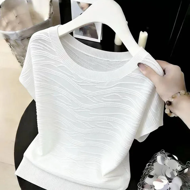 Sweaters O-Neck Knitted Sweater Women Pullovers New Summer White Short Sleeve Knit Sweater Pullover Women Tops Knitwears Q4681
Sweaters O-Neck Knitted Sweater Women Pullovers New Summer White Short Sleeve Knit Sweater Pullover Women Tops Knitwears Q4681