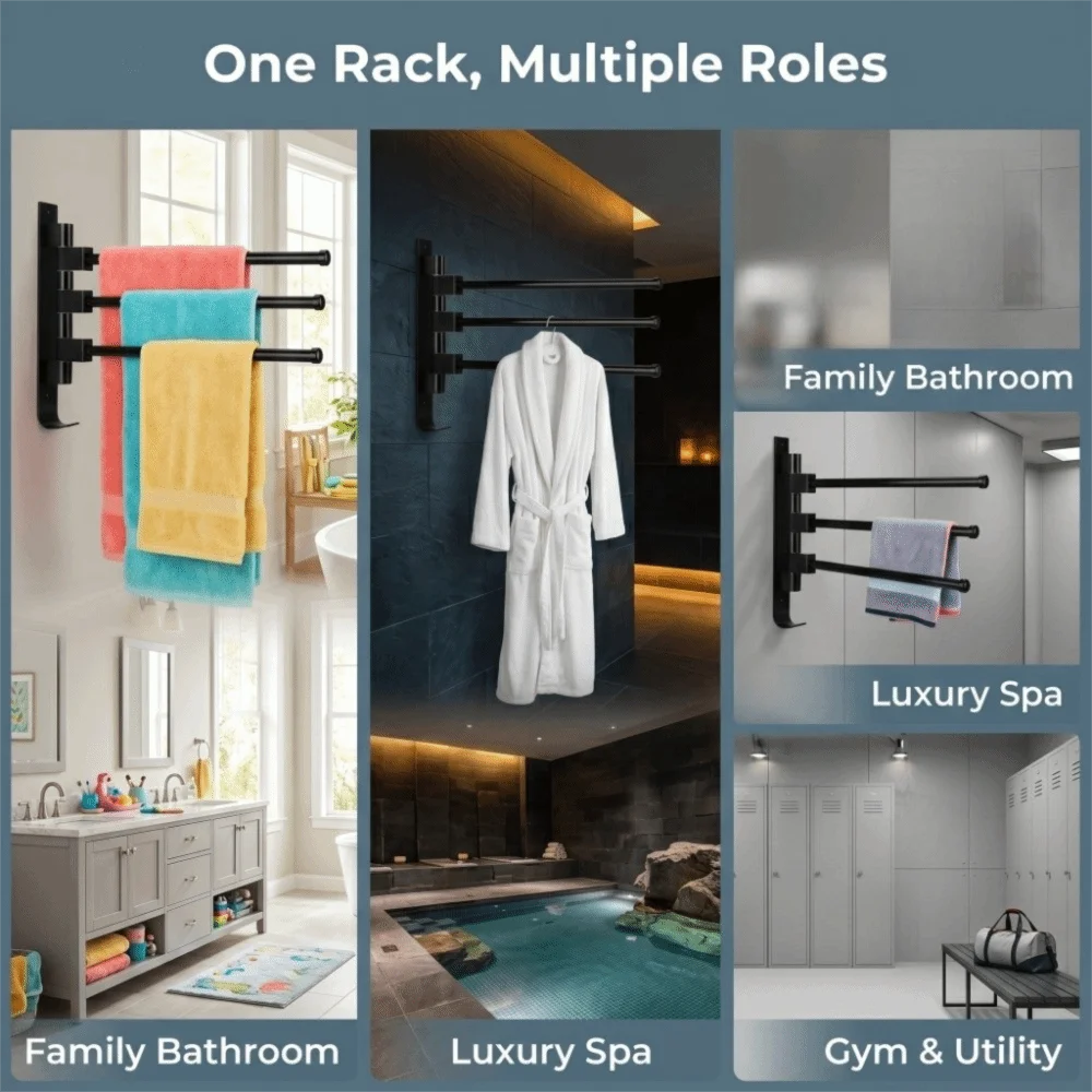 Space Aluminum Towel Bar Black Three Rods Multiple Rod Towel Rack Wall Mounted Space-Saving Design Towel Rack Storage Organizer
Space Aluminum Towel Bar Black Three Rods Multiple Rod Towel Rack Wall Mounted Space-Saving Design Towel Rack Storage Organizer