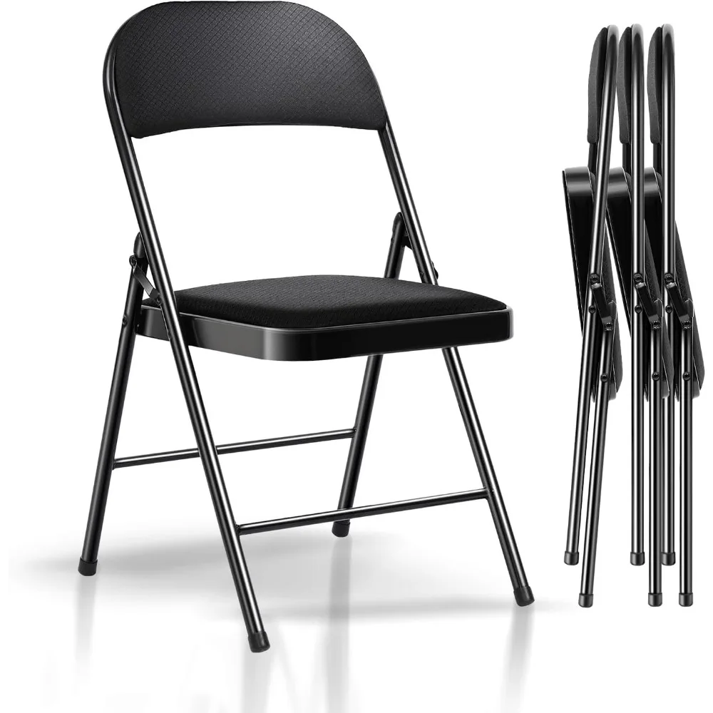 Folding Chairs with Cushion 4 Pack - Black Fabric Padded Folding Chair with Steel Frame for Events Office Wedding Party
Folding Chairs with Cushion 4 Pack - Black Fabric Padded Folding Chair with Steel Frame for Events Office Wedding Party