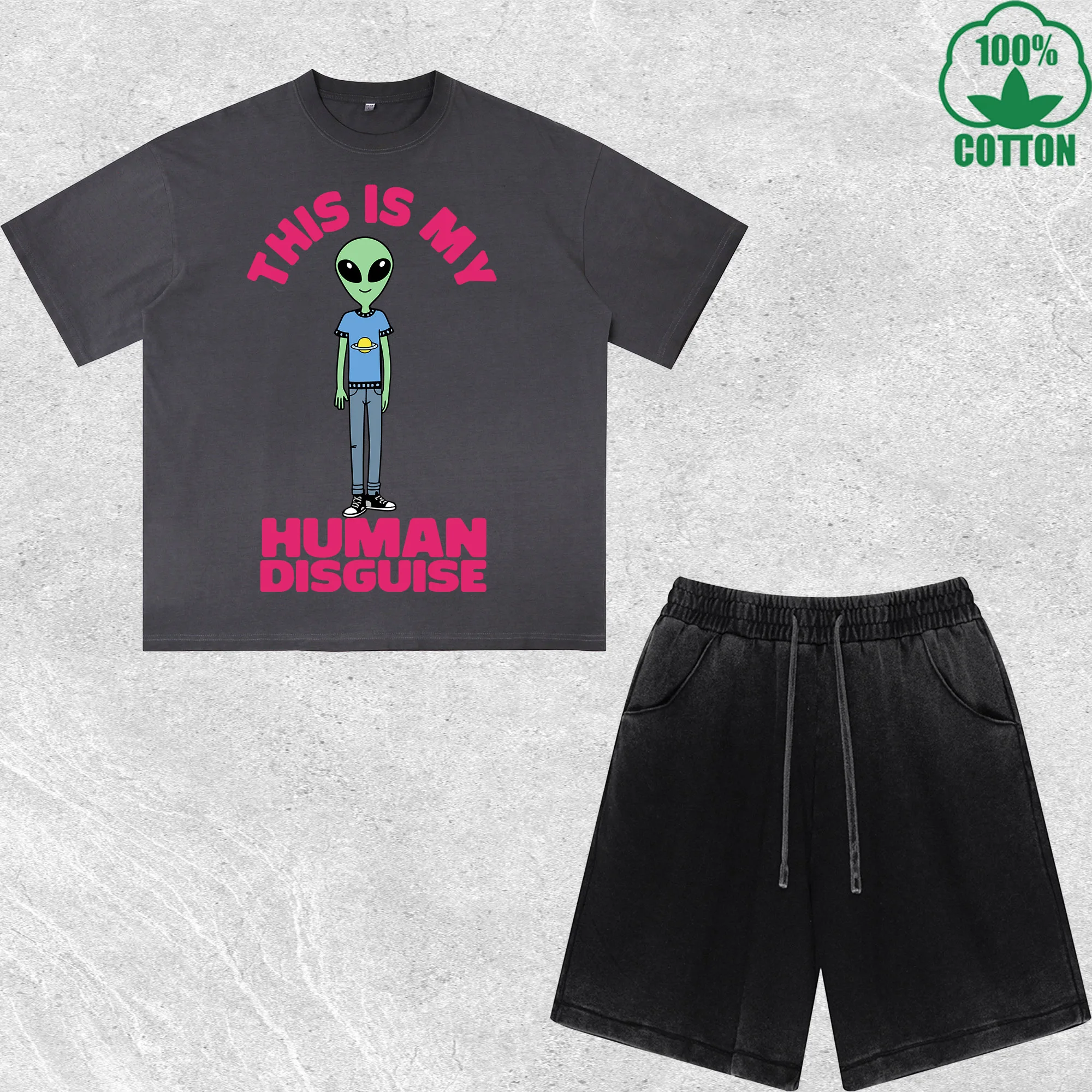 Human Disguise Printed Dirty Wash T-Shirt Shorts Set Multicolor Combo Loose Trendy Fashionable 100%Cotton
Human Disguise Printed Dirty Wash T-Shirt Shorts Set Multicolor Combo Loose Trendy Fashionable 100%Cotton