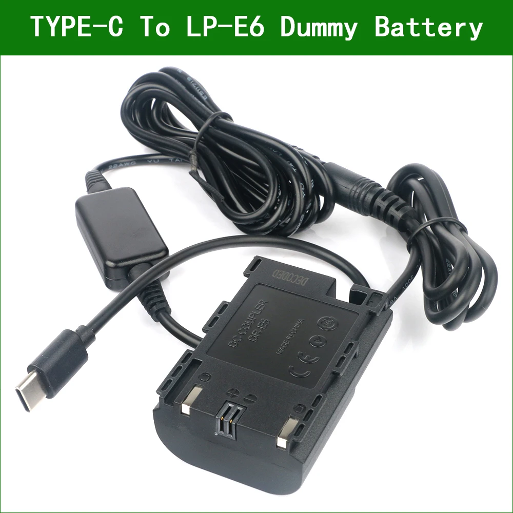 DR-E6 USB Type-C LP-E6 Dummy Battery Power Adapter DC coupler For Canon EOS 5D2 5D3 5D4 6D2 7D2 80D LP-E6 LP-E6N LP-E6NH DR-E6
DR-E6 USB Type-C LP-E6 Dummy Battery Power Adapter DC coupler For Canon EOS 5D2 5D3 5D4 6D2 7D2 80D LP-E6 LP-E6N LP-E6NH DR-E6