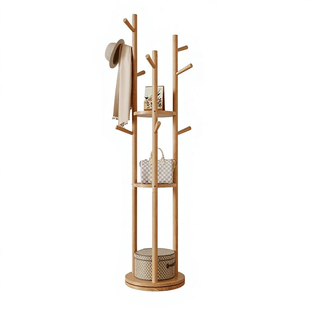 Solid Wood Rotary Freestanding Coat Rack With 3 Shelves & 9 Hooks For Bedroom Entryway Living Room (Natural)
Solid Wood Rotary Freestanding Coat Rack With 3 Shelves & 9 Hooks For Bedroom Entryway Living Room (Natural)