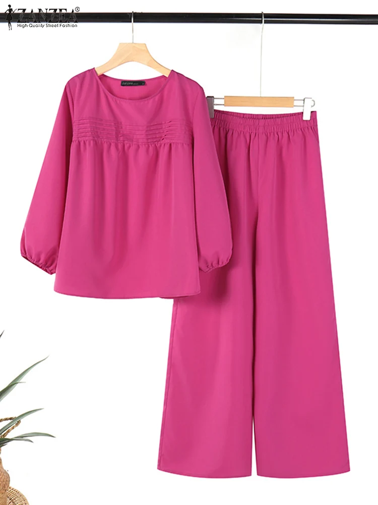 2025 ZANZEA Summer Woman Elegant Matching Set 3/4 Sleeve Pleated Blouse Pant Suit 2pcs Outfits Casual Solid OL Work Tracksuits
2025 ZANZEA Summer Woman Elegant Matching Set 3/4 Sleeve Pleated Blouse Pant Suit 2pcs Outfits Casual Solid OL Work Tracksuits
