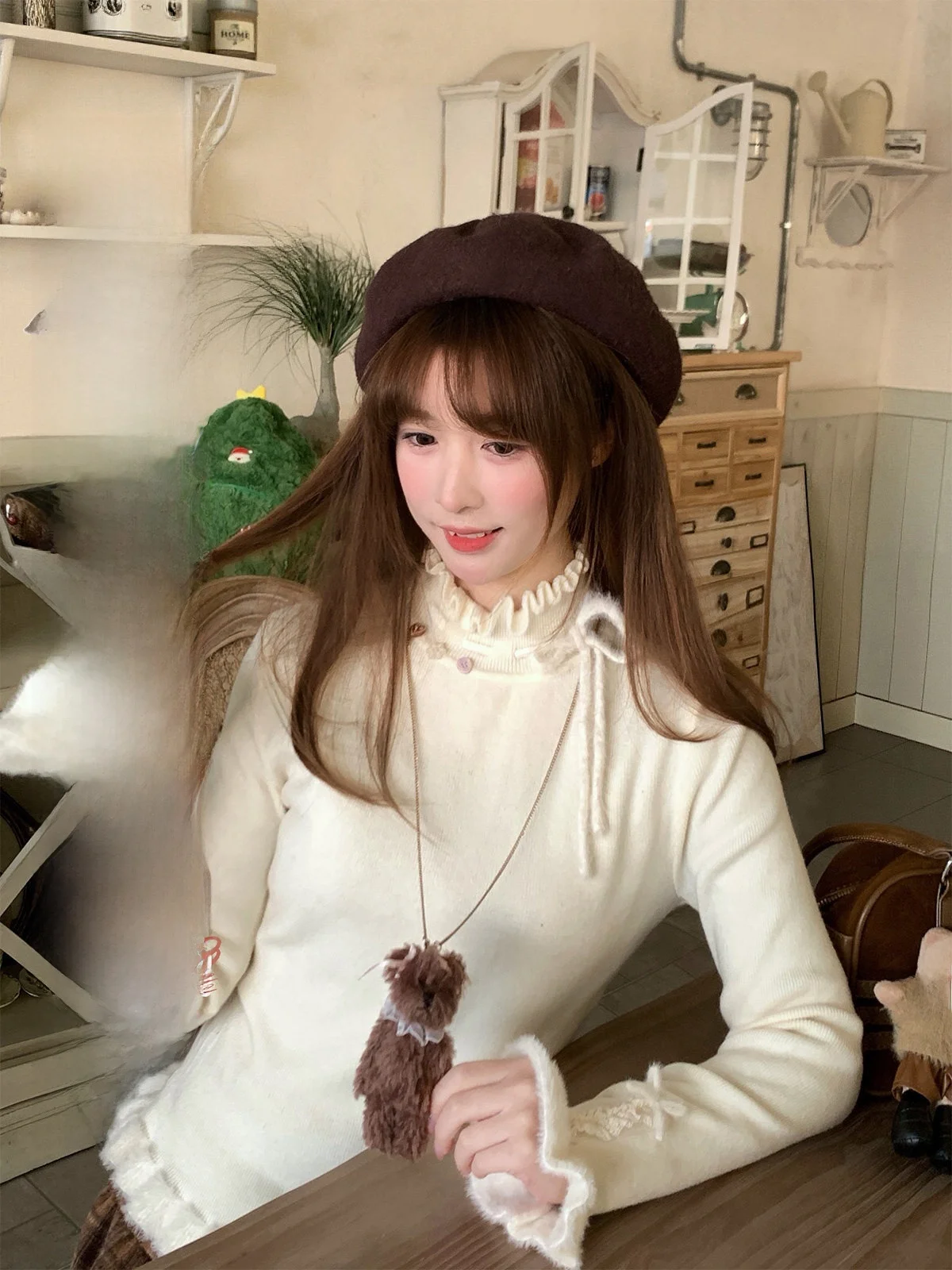 BibiBency Sweet Cute Soft Girl Wooden f High Collar Beige Knitted Base irt Women Winter Faion Polyester Fiber
BibiBency Sweet Cute Soft Girl Wooden f High Collar Beige Knitted Base irt Women Winter Faion Polyester Fiber