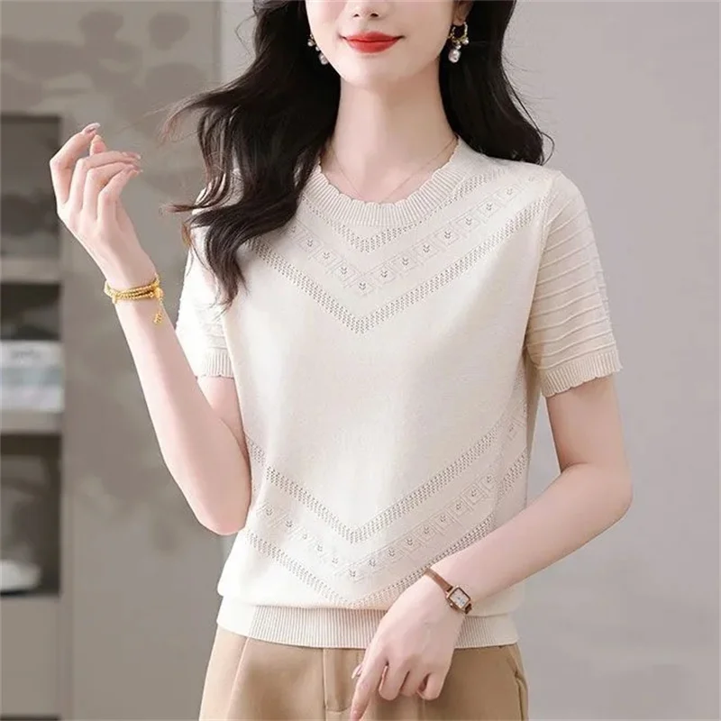 Весенне-летний женский свитер с коротким рукавом и круглым вырезом, облегающие вязаные пуловеры, повседневный трикотаж, верблюжья розовая одежда
Весенне-летний женский свитер с коротким рукавом и круглым вырезом, облегающие вязаные пуловеры, повседневный трикотаж, верблюжья розовая одежда