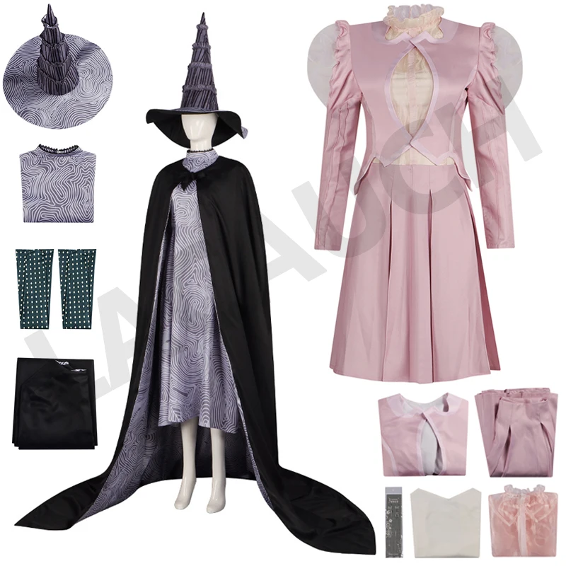 Фильм Wicked Glinda, милые костюмы для косплея, женское черное платье, халат, шляпа, костюмы на Хэллоуин, карнавальная одежда, женский новогодний костюм
Фильм Wicked Glinda, милые костюмы для косплея, женское черное платье, халат, шляпа, костюмы на Хэллоуин, карнавальная одежда, женский новогодний костюм