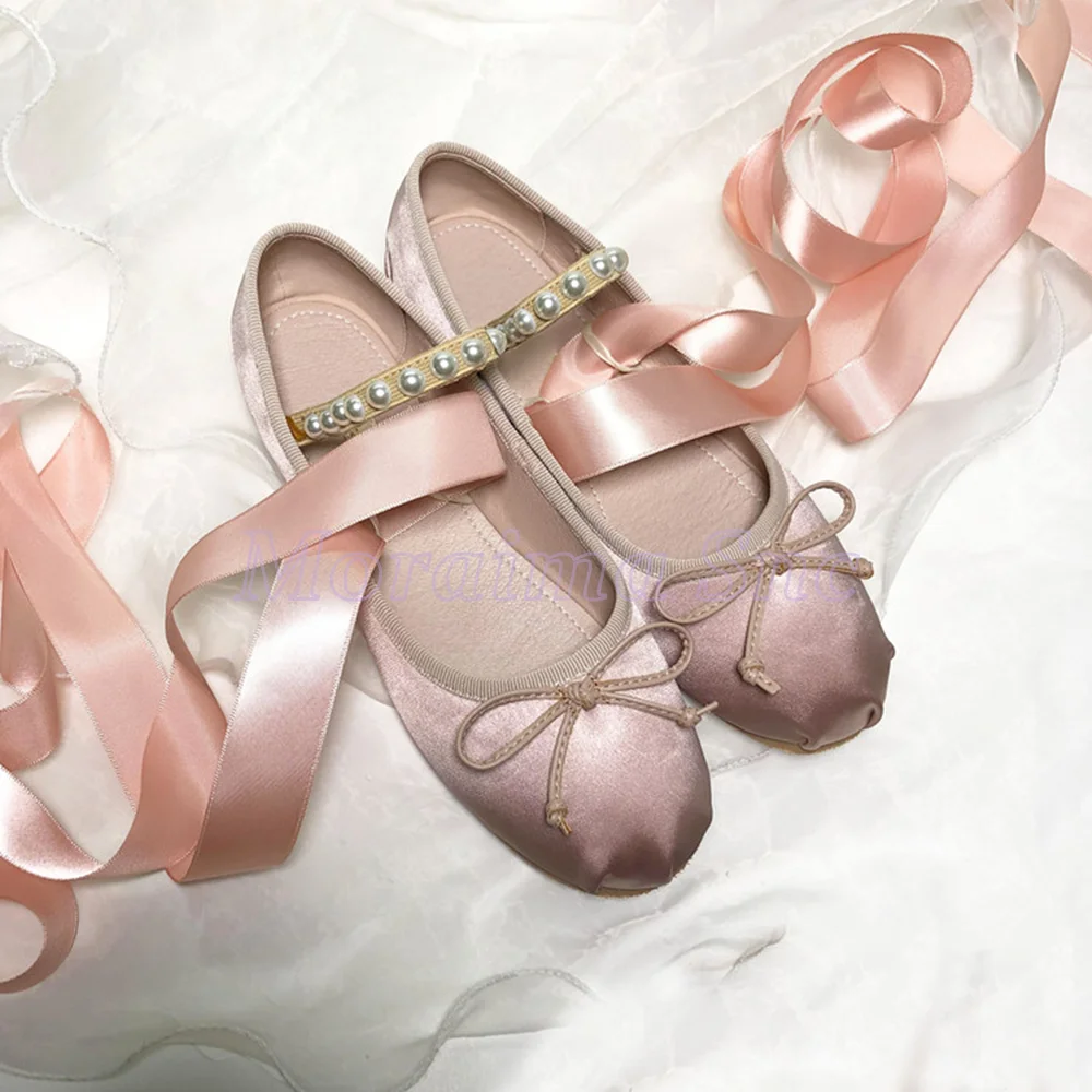 Butterfly Knot Pearl Decor Satin Mary Janes Round Toe Cross Strap Flat With Ballet Shoes Pink Solid Women's Shoes Summer 2026
Butterfly Knot Pearl Decor Satin Mary Janes Round Toe Cross Strap Flat With Ballet Shoes Pink Solid Women's Shoes Summer 2026