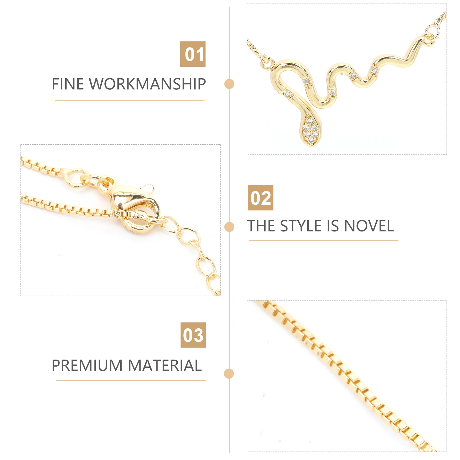 Snake Necklace Zircon Copper Chain Stylish Fashion Jewelry Party Accessories Unique Design Trendy Necklace
Snake Necklace Zircon Copper Chain Stylish Fashion Jewelry Party Accessories Unique Design Trendy Necklace