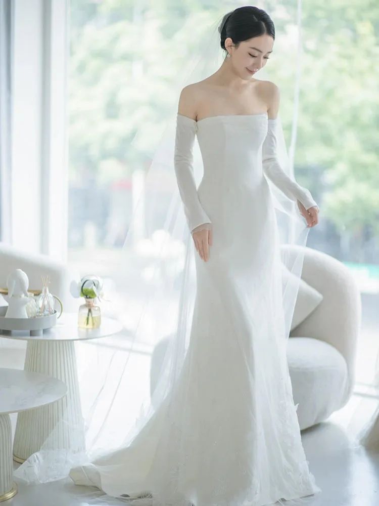 Ele One-oulder Bridal Gown White Simple High-End Feelings Guest Dring out Door Tailor-Made Soft Satin Fabric Outdoor...
Ele One-oulder Bridal Gown White Simple High-End Feelings Guest Dring out Door Tailor-Made Soft Satin Fabric Outdoor...