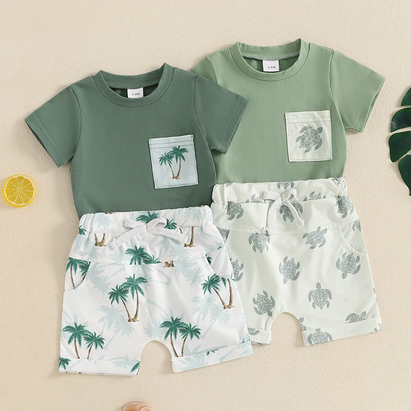 SUNSIOM Kids Boys Shorts Set Short Sleeve T-shirt with Tree/Turtle Print Shorts Toddler Set Summer Outfit
SUNSIOM Kids Boys Shorts Set Short Sleeve T-shirt with Tree/Turtle Print Shorts Toddler Set Summer Outfit