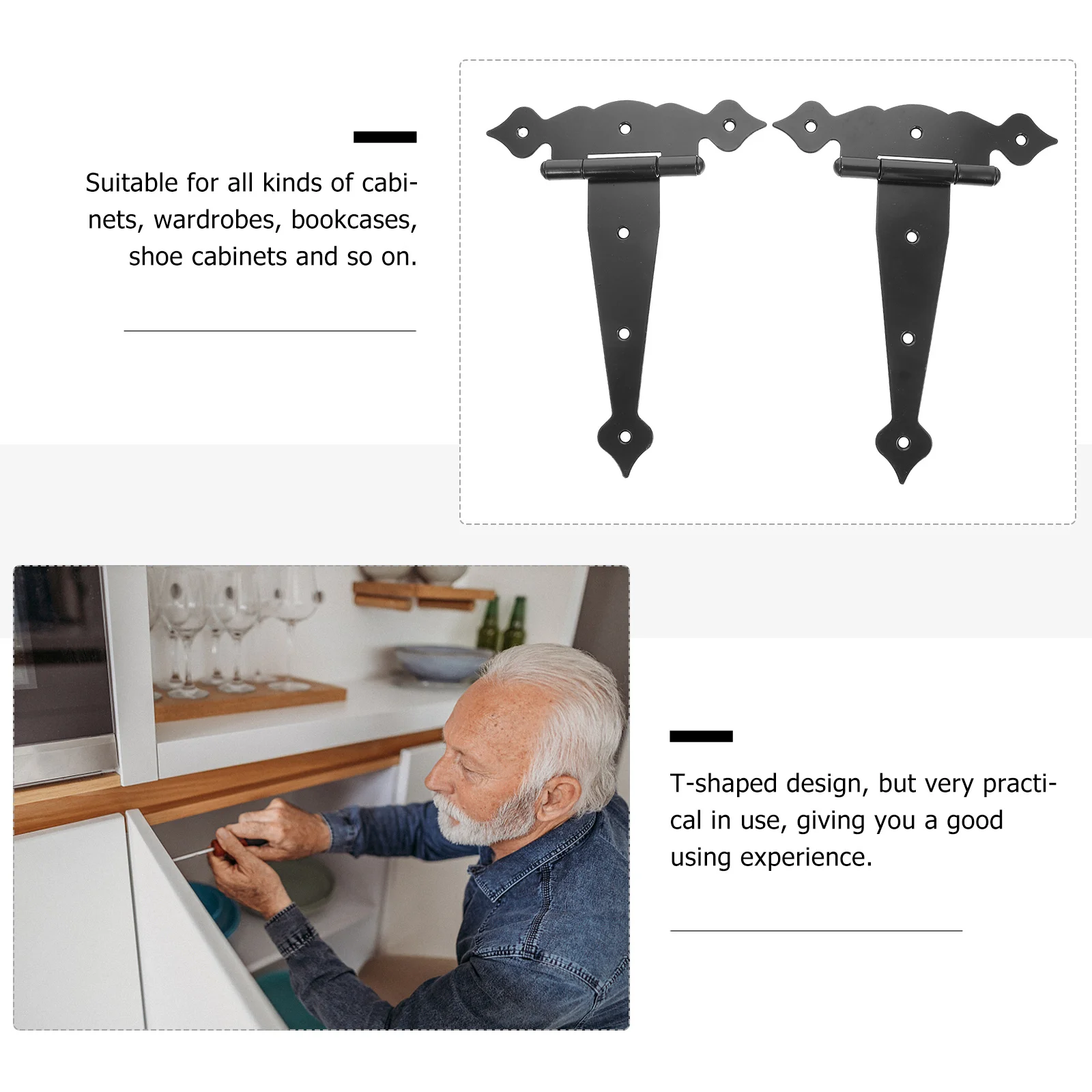 2Pcs T-Shape Hinges for Furniture Doors Heavy Duty Anti-Rust Smooth Surface Non-Scratching Hands Easy to Use Install
2Pcs T-Shape Hinges for Furniture Doors Heavy Duty Anti-Rust Smooth Surface Non-Scratching Hands Easy to Use Install