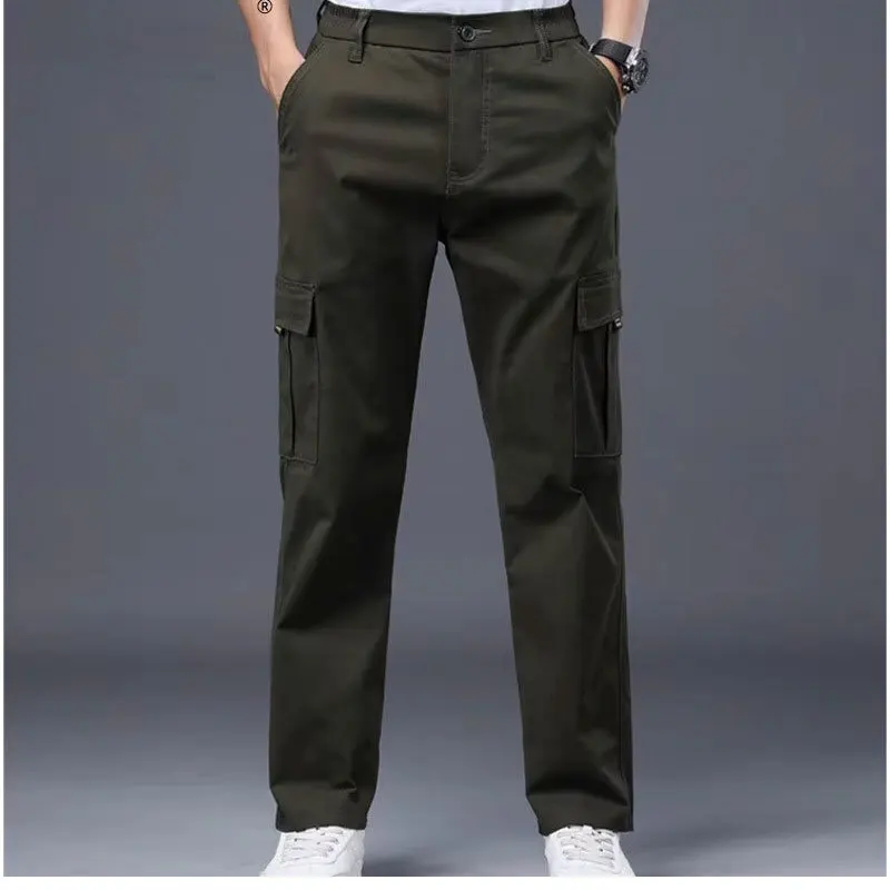 Men's loose straight tube elastic waistband with multiple pockets, new elastic cotton work pants for business casual wear
Men's loose straight tube elastic waistband with multiple pockets, new elastic cotton work pants for business casual wear
