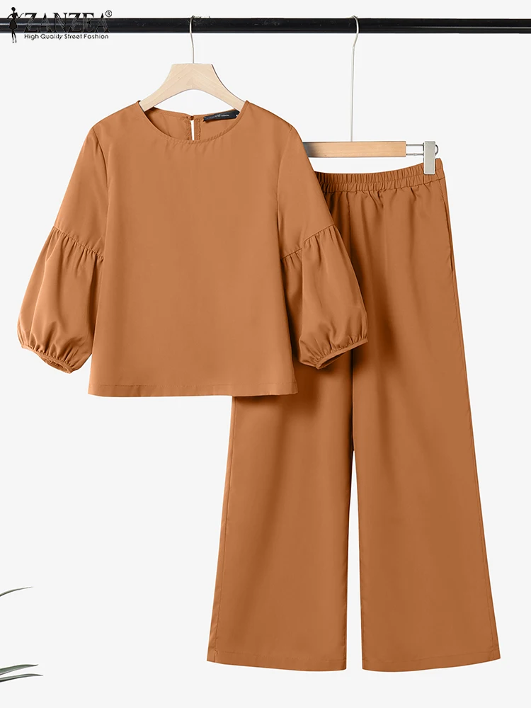 ZANZEA Women Elegant Sets Vintage Solid Color Pants Outfits 2025 Casual 3/4 Lantern Sleeve Tops Loose Trouser OL Work Suits Sets
ZANZEA Women Elegant Sets Vintage Solid Color Pants Outfits 2025 Casual 3/4 Lantern Sleeve Tops Loose Trouser OL Work Suits Sets