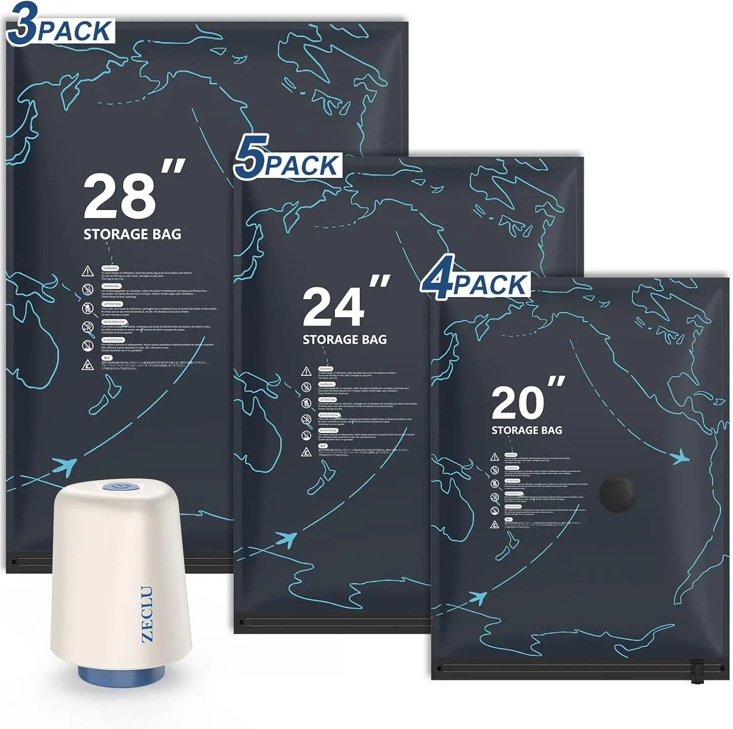12 Pack Vacuum Seal Bags with Electric Air Pump for Travel and Home Storage
12 Pack Vacuum Seal Bags with Electric Air Pump for Travel and Home Storage